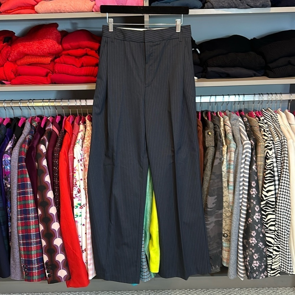 Zara gray with blue pinstripes trousers size XS NWT
